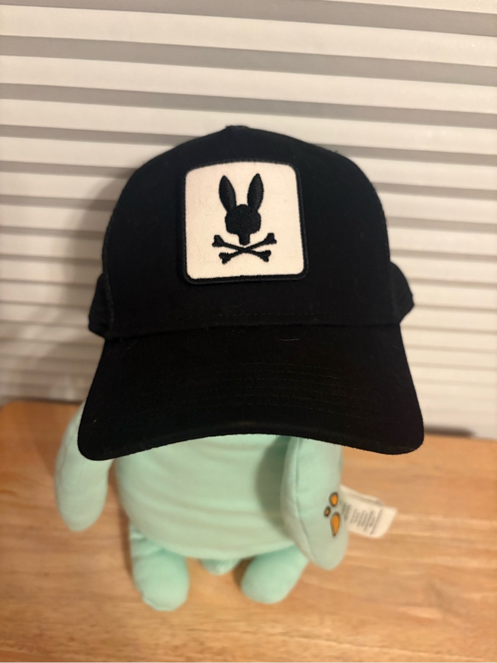 Psycho Bunny Black Kids Cap with Bunny Skull Patch